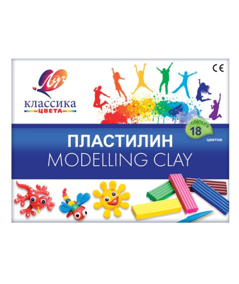 Pastă de modelat Klassika, 18 culori x 20 gr. + cutit